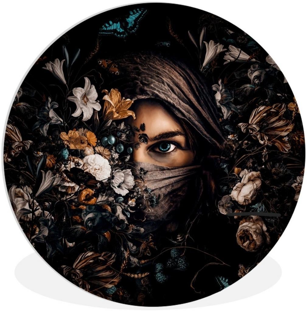 Muurcirkel - Vrouw met bloemen - 90 cm, Ophalen, Nieuw