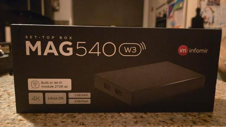 MAG540 W3 4K IPTV Set-Top Box met Wi-Fi en Linux OS, Audio, Tv en Foto, Mediaspelers, Nieuw, Zonder harde schijf, HDMI, USB 2.0
