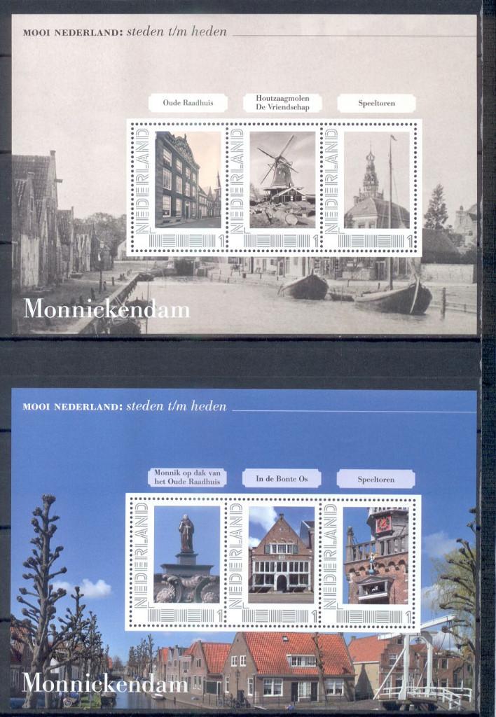 2 persoonlijke vellen steden heden / verleden - monnickendam, Ophalen of Verzenden, Na 1940, Postfris