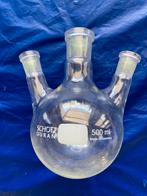 Rondbodemkolf 500ml 3-hals (laboratorium,destillatie), Ophalen of Verzenden, Zo goed als nieuw, Overige typen