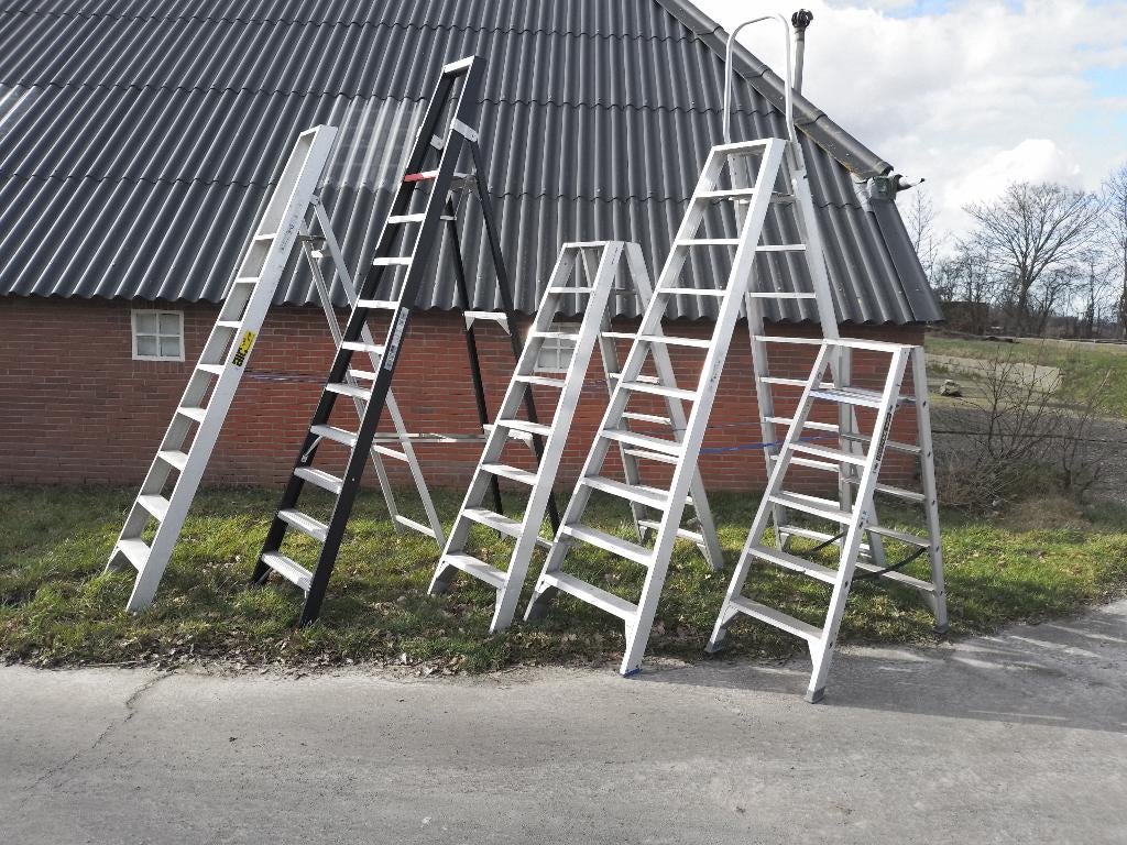 ladder 2x18 of 3x12/3x14 werktrap 6-10treeds Solide Altrex, Doe-het-zelf en Verbouw, Ladders en Trappen, Zo goed als nieuw, 4 meter of meer