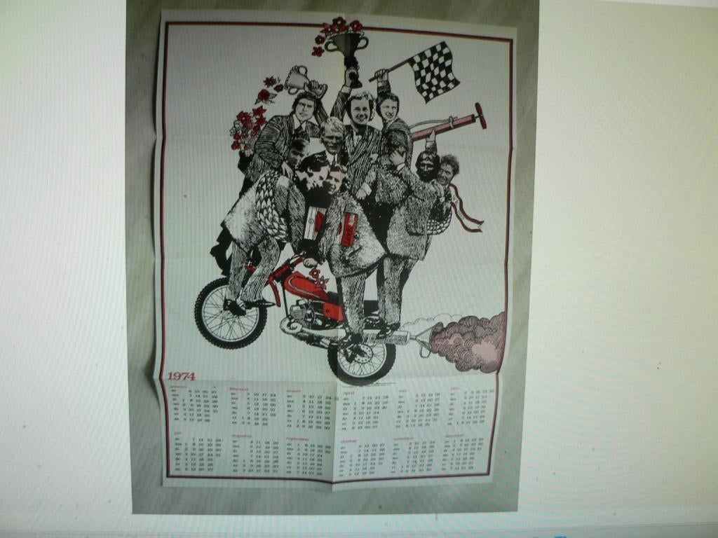 POSTER KALENDER 1974, JAN DE VRIES, READ, AGOSTINI TT ASSEN, Ophalen of Verzenden, Zo goed als nieuw, Motoren