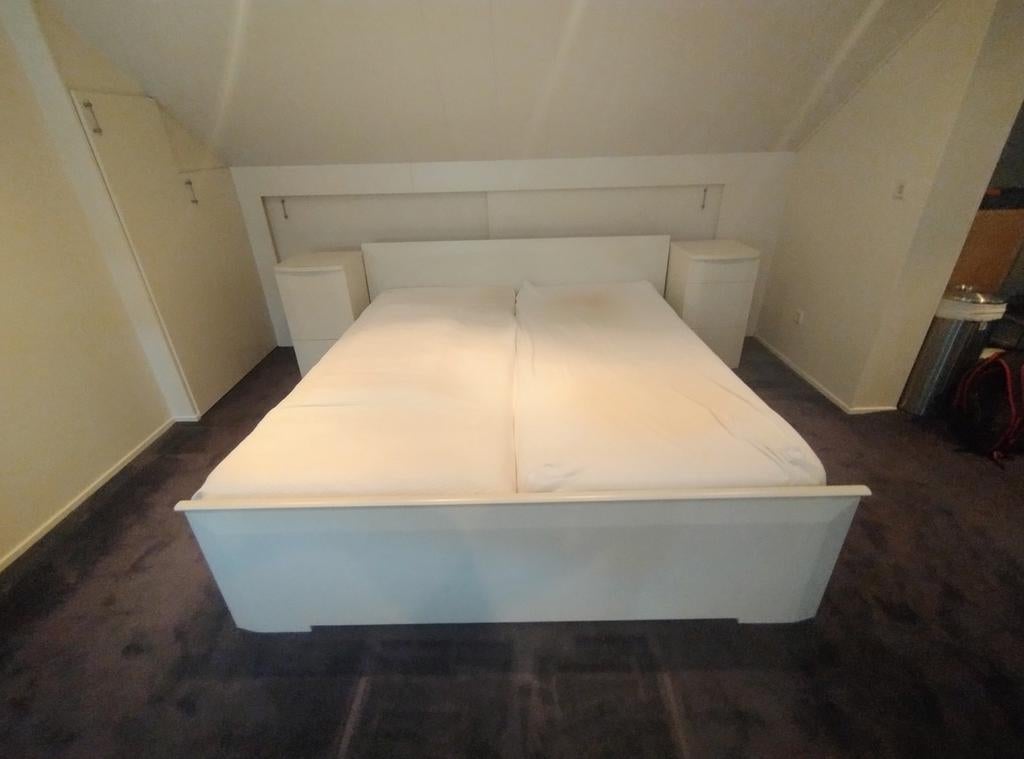 2-persoons bed incl. spiralen & matrassen, 180 x 210, Ophalen, Gebruikt, Tweepersoons, 180 cm