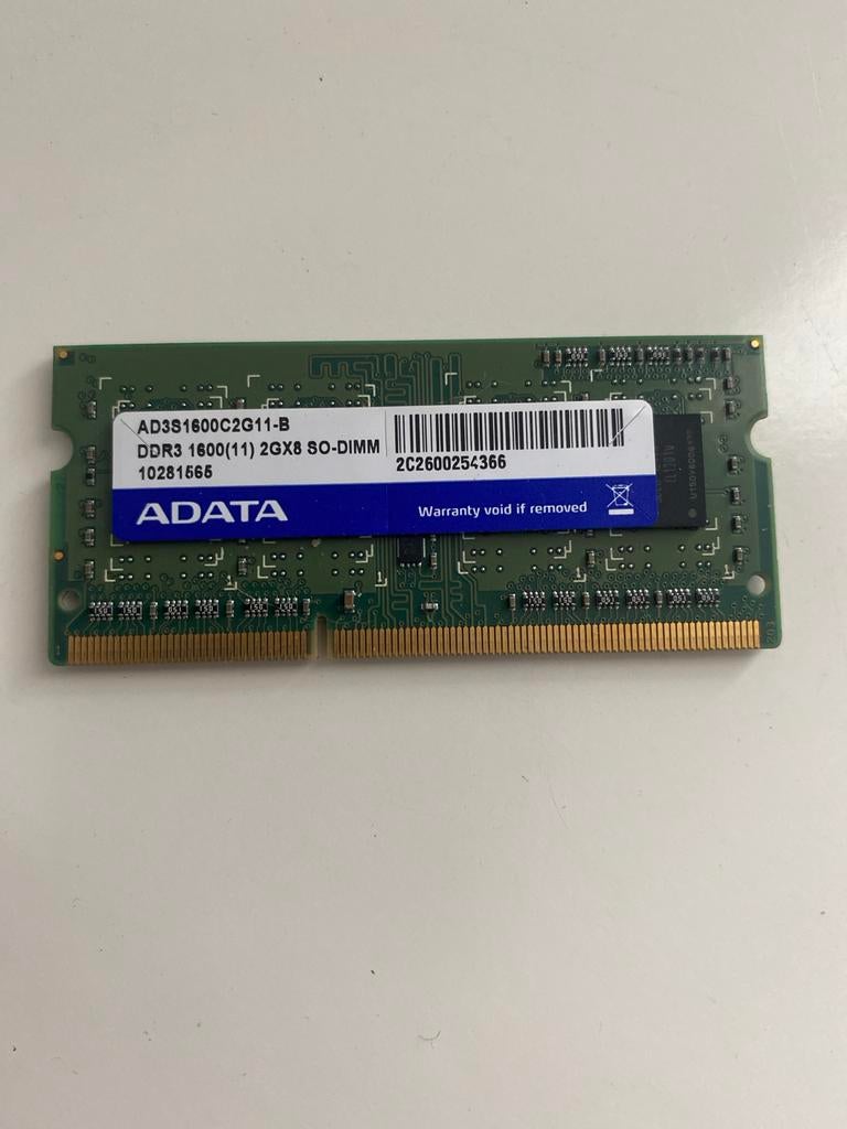 ADATA DDR3 2GB SO-DIMM RAM geheugen, Computers en Software, RAM geheugen, Ophalen, Gebruikt, DDR3, 2 GB