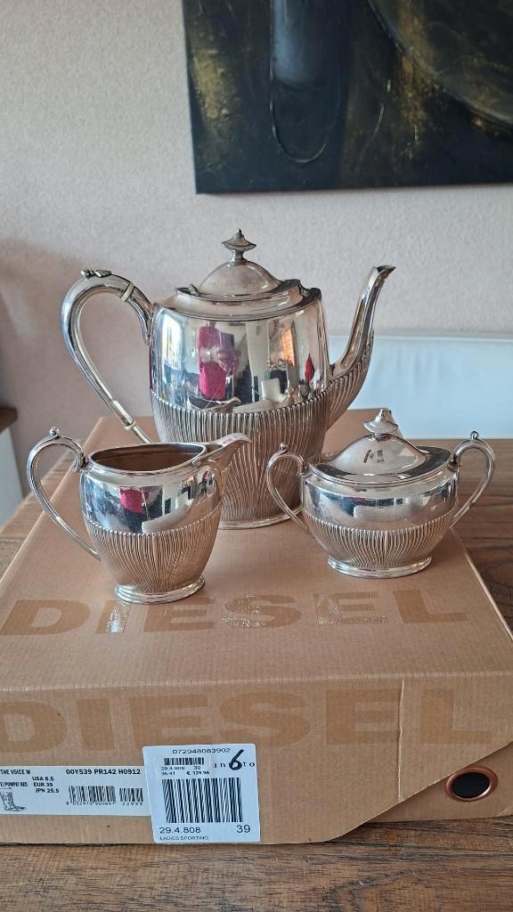 Antiek verzilverd theeservies, Antiek en Kunst, Antiek | Keukenbenodigdheden, Ophalen