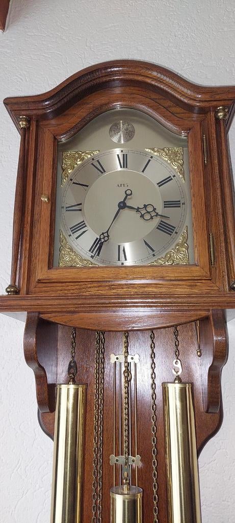 Prachtige houten wandklok met slinger en gewichten, Ophalen