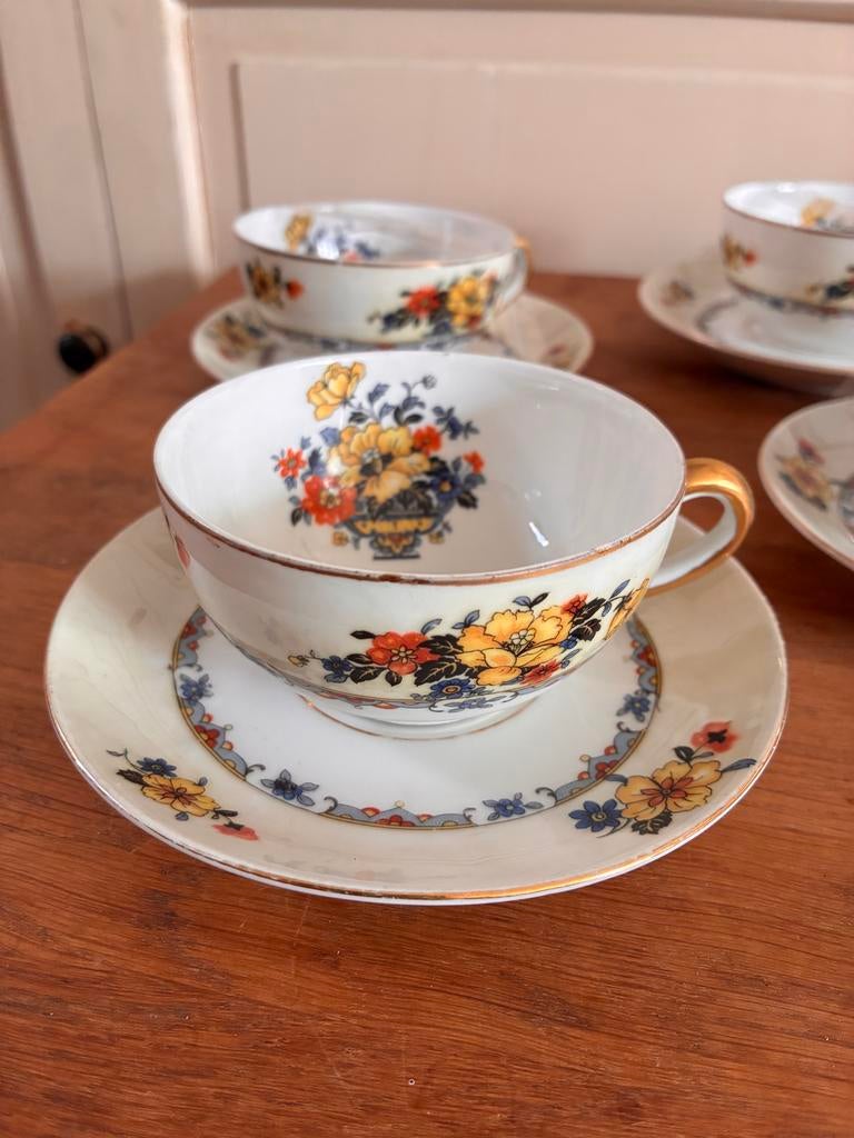 Vintage RKG Czechoslovakia theekopjes en schotels set, Ophalen of Verzenden