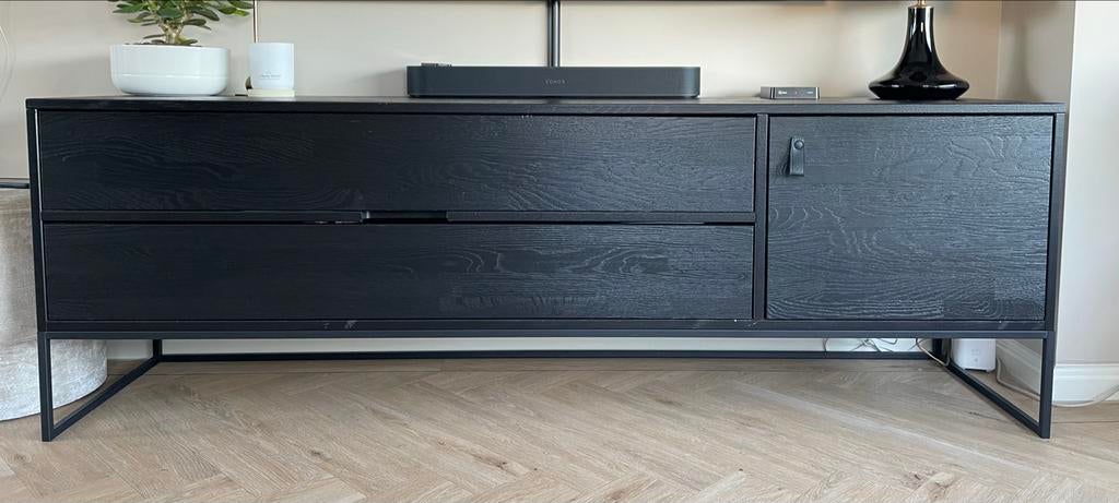 Woood Silas TV-kast - Zwart - 61x180x44 cm, Ophalen, Gebruikt, 150 tot 200 cm, Minder dan 100 cm