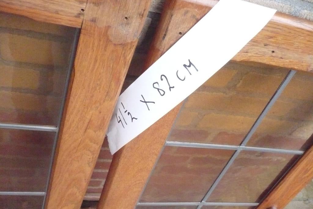 te koop   mooie eiken deurtjes met glas in lood, Glas, Gebruikt, 100 tot 150 cm, 25 tot 50 cm