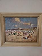Niek van der Plas - Strandgezicht Katwijk aan zee, Antiek en Kunst, Ophalen of Verzenden