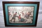 Prent Anton Pieck-IJspret. Achter glas met lijst. 35x26cm., Antiek en Kunst, Ophalen of Verzenden