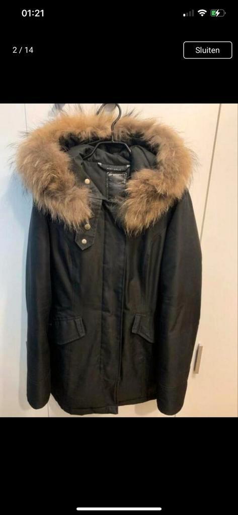 Zwarte Airforce Parka met bontkraag, Kleding | Dames, Jassen | Zomer, Zo goed als nieuw, Maat 36 (S), Zwart, Ophalen of Verzenden