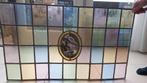 2 Prachtig glas in lood ramen met zeilboot en molen, Gebruikt, Minder dan 80 cm, Ophalen of Verzenden, Glasplaat