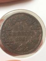 1 Kreuzer hertogdom Nassau 1861 — Adolf — beter jaar! — XF-, Ophalen of Verzenden, Duitsland, Losse munt