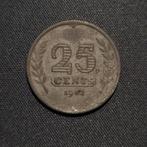 25 cent 1942 zink, Verzenden, Koningin Wilhelmina, 25 cent, Losse munt