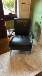 Bijzonder mooie zwart lederen Stoutenbeek fauteuil, Ophalen, Zwart, Leer, Zo goed als nieuw
