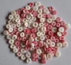 Roze witte stenen schijf kralen 4-6 mm, Nieuw, Kraal, Verzenden