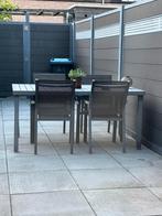 tuintafel metaal met 4 stoelen, Tuin en Terras, Ophalen, Zo goed als nieuw, Overige materialen