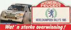 Sticker auto rally Peugeot 1985 wereldkampioen, Verzenden, Zo goed als nieuw, Auto of Motor