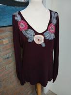 Bordeaux shirt van DIDI met bloem decoratie maat M, Maat 38/40 (M), Didi, Ophalen of Verzenden, Zo goed als nieuw