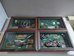 4 x Klassieke diorama schilderij lijstje, Antiek en Kunst, Kunst | Schilderijen | Klassiek, Ophalen