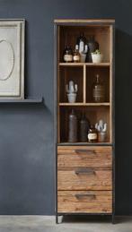 Stoere Teakhouten Boekenkast Romaro, Ophalen, 50 tot 100 cm, Zo goed als nieuw, Met lade(s)