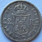 Spanje zilveren twee real 1862, Ophalen of Verzenden, Overige landen, Losse munt, Zilver