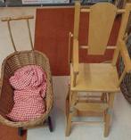 Vintage poppenstoel en poppenwagen, Kinderen en Baby's, Speelgoed | Houten speelgoed, Ophalen, Gebruikt