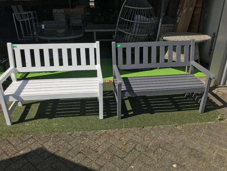 Tuinbank 2-zits FSC-Grenenhout Wit of Grijs, Tuin en Terras, Tuinbanken, Nieuw, Hout, Ophalen