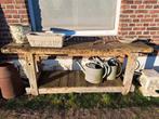 Oude geleefde werkbank houten werkbank, Antiek en Kunst, Curiosa en Brocante, Ophalen