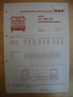 DAF FA 1400 DD Technische Specificatie folder 1975 – 4x2, Ophalen of Verzenden, Zo goed als nieuw, Overige merken, DAF