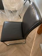 Lifestyle donker bruine leren stoelen met Chrome onderstel, Huis en Inrichting, Stoelen, Ophalen, Gebruikt, Lifestijl modern, Bruin