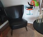 Retro Vintage Cocktail stoeltje, zwart skai, Huis en Inrichting, Fauteuils, Overige materialen, Gebruikt, Vintage, Ophalen