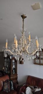 Antieke Kroonluchter - 9 Arms Kristal, Ophalen, Gebruikt, Glas, Antiek