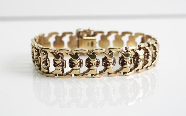 Sterke 8 krt gouden armband, Sieraden, Tassen en Uiterlijk, Armbanden, Zo goed als nieuw, Goud, Goud, Ophalen of Verzenden