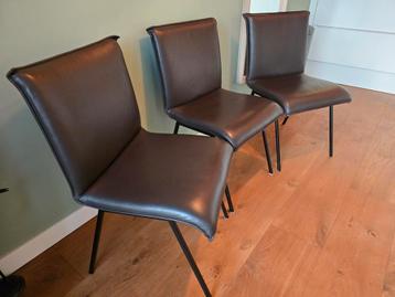 Eetkamerstoelen - Set van 3 leer bruin topform beschikbaar voor biedingen