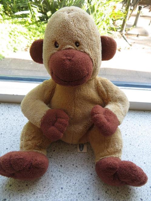 Aap van Amicon Menzis licht bruin met donkerbruin velours, Kinderen en Baby's, Speelgoed | Knuffels en Pluche, Overige typen, Ophalen of Verzenden