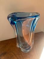 Vaas gesigneerd van Val Saint Lambert, Gebruikt, Blauw, Ophalen of Verzenden, Glas