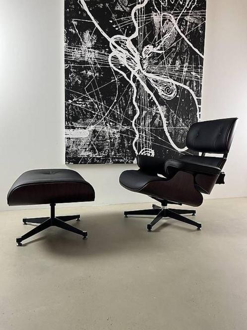 Designer Lounge fauteuil en ottomaan, echt leer, Huis en Inrichting, Fauteuils, Nieuw, Hout, Leer, 75 tot 100 cm, 75 tot 100 cm