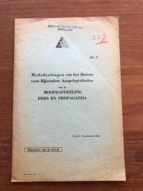 NSBZomermaand 1943.Mededeelingen van het Bureau voor, Verzamelen, Militaria | Tweede Wereldoorlog, Landmacht, Boek of Tijdschrift