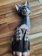 Houten Kat Beeld - Bali Stijl 24cm, Ophalen, Gebruikt, Dier