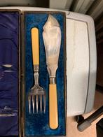 antieke zilver verzilverde ? vis serveerset ivoren of benen, Ophalen of Verzenden