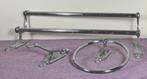 Vintage Frans dubbel metalen handdoekenrek met ring etcetera, Ophalen of Verzenden, Zo goed als nieuw, Handdoekenrek