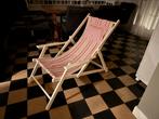 Vintage Strandstoel - Rood Wit Gestreepte Bekleding, Ophalen, Gebruikt, Hout, Inklapbaar