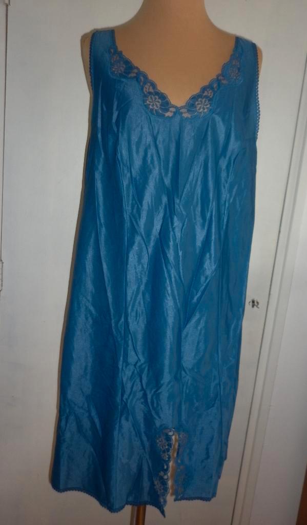vintage onderjurk maat 52, Kleding | Dames, Ondergoed en Lingerie, Overige typen, Blauw, Verzenden
