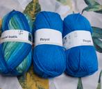 3 bollen wol, blauw, Ophalen of Verzenden, Nieuw, Breien of Haken, Wol of Garen