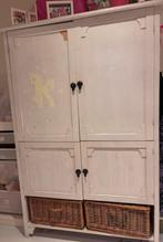 Broacante stijl kast wit mandjes kinderkamer meisje, Ophalen of Verzenden, 50 tot 70 cm, 105 cm of meer