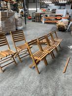 Bistro houten klapstoelen 4 op voorraad, Huis en Inrichting, Stoelen, Ophalen, Nieuw, Bruin, Vier