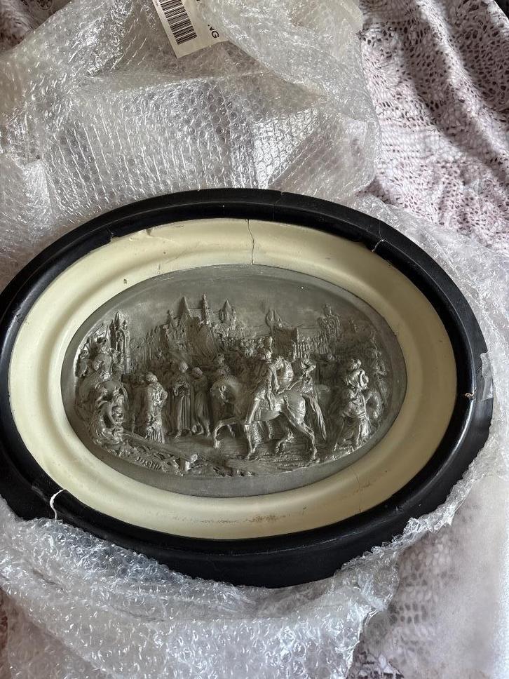 Justin Mathieu Bas Reliëf Saint Louis te paard 1796-1864, Antiek en Kunst, Antiek | Religie, Ophalen