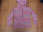 Leuk grijs met roze gestreept vestje + capuchon / vest 128, Ophalen of Verzenden, Gebruikt, Meisje, Trui of Vest